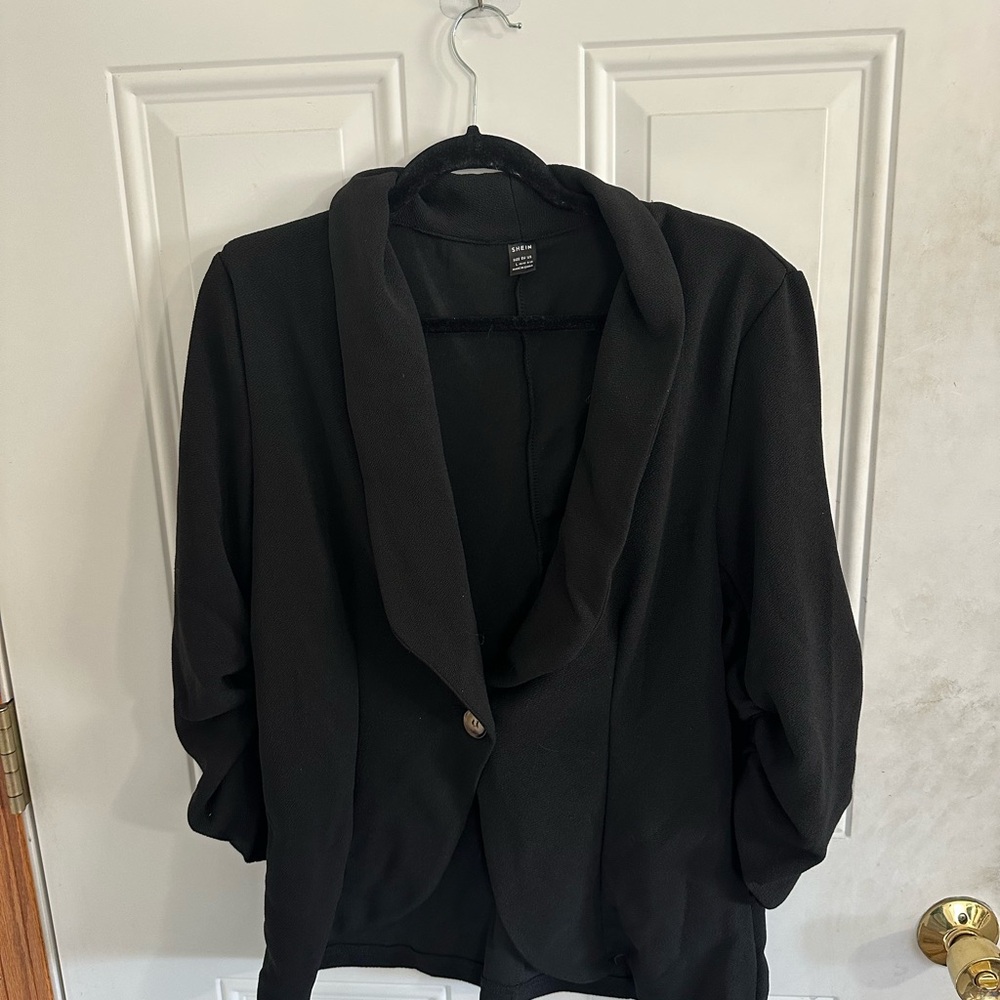 SHEIN Black Draped Shawl Collar Blazer